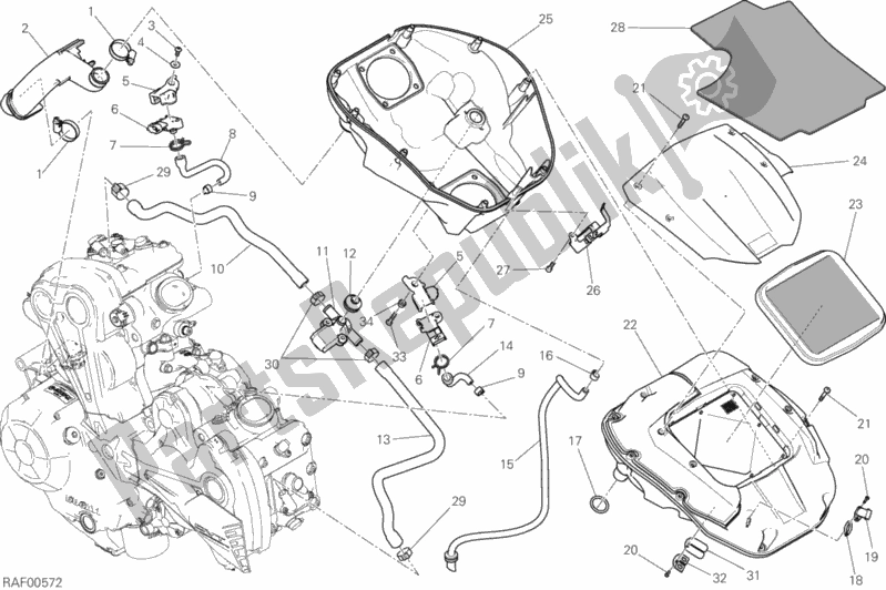 All parts for the Intake of the Ducati Diavel Xdiavel Sport Pack Brasil 1260 2018